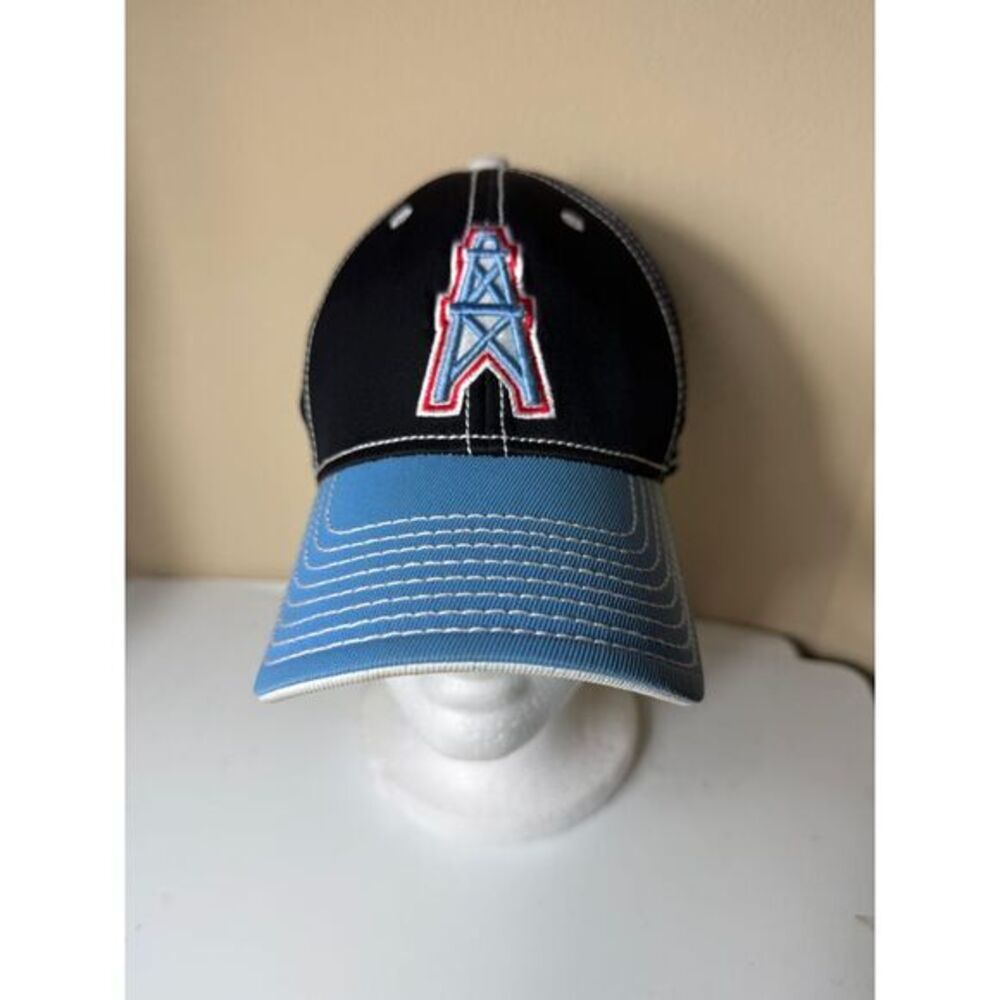 Vintage Oilers NFL Baseball Cap Black & Light Blue Adjustable Sports Hat
